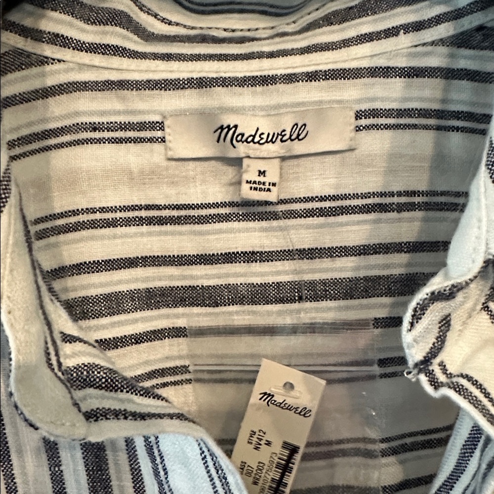 NWT Madewell Utility Short-Sleeve Mini Shirtdress in 100% Linen - Picture 5 of 7